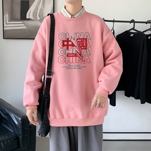 Y2754P38秋卫衣2023秋冬男圆领韩版嘻哈运动外套ins港风休闲上衣,夏天西装黑色裤子搭配什么上衣图片