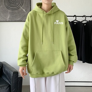 L2821P48韩版ins男士学生宽松运动连帽卫衣秋冬加绒情侣外套图片