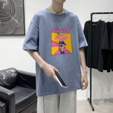 T1760P25港风100%棉2022新款短袖T恤男日文男孩印花青春休闲T恤，男装T恤，星座510A-1