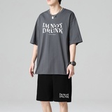 TZ3505男夏季薄款潮牌短裤休闲运动套装轻奢时尚感男士短袖t恤，男装休闲套装，星座510A-1