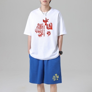 TZ3506轻奢时尚感男士短袖t恤男夏季薄款潮牌短裤休闲运动套装图片