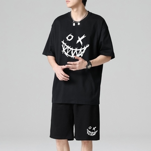 TZ3881轻奢时尚感男士短袖t恤男夏季薄款潮牌短裤休闲运动套装图片