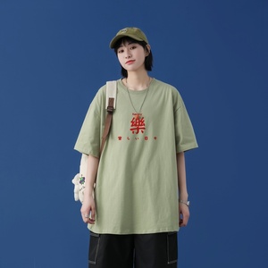T2298P25中性模特短袖ins潮牌潮流薄款衣服港风宽松圆领半袖体恤,跑男团衣服搭配图片
