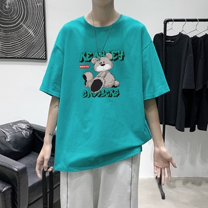 T1568P25现货夏季宽松短袖T恤男潮百搭上衣男士大码圆领休闲t恤图片