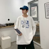 C2705P30潮牌圆领长袖t恤男纯棉潮情侣打底2022新韩版港风T恤，男装T恤，星座510A-1