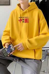 L2369P48卫衣男秋冬新款潮趣文字印花潮流休闲帅气连帽外套图片