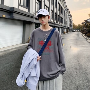 C2708P30春款长袖t恤男 青少年纯棉春季打底衫新款春装外穿春衣图片