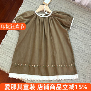 6114女童短袖连衣裙夏季薄款棉麻宽松裙子100-130cm