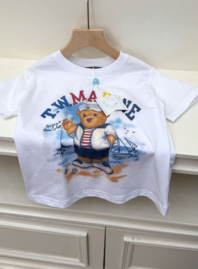 202男女童短袖T恤衫夏季棉T印花卡通上衣中大童120-160cm