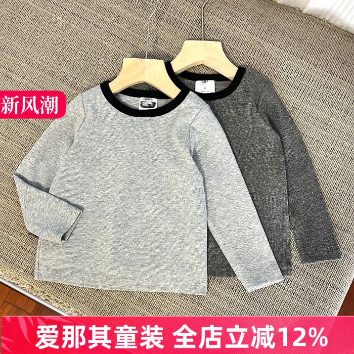 600外贸男女童长袖T恤衫春秋打底衫弹力上衣3-14岁 特价！