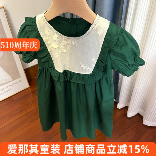 6123女童短袖连衣裙夏季棉布裙子100-140cm