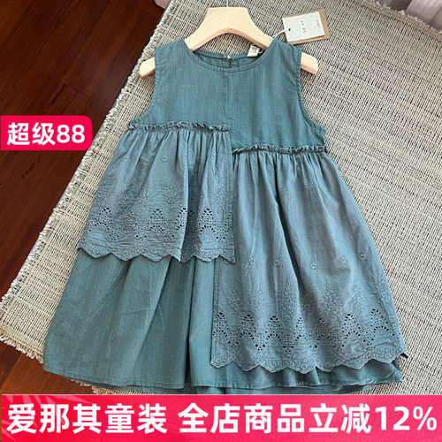 6151女童无袖连衣裙夏季薄款棉麻裙子110-150cm