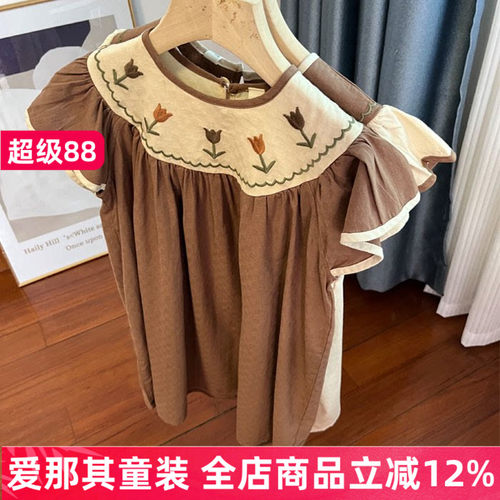 653女童短袖连衣裙夏季薄款棉麻柔软休闲裙子110-140cm