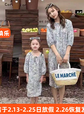 6300女童连衣裙夏季薄款休闲碎花裙子中大童亲子120-170cm
