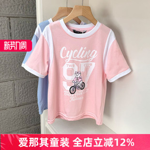 6322男女童短袖T恤衫夏季棉T印花卡通上衣中大童120-170cm