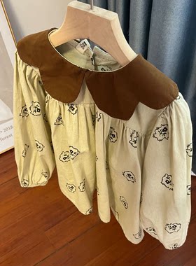6023女童长袖衬衫春秋棉布上衣娃娃衫110-150cm
