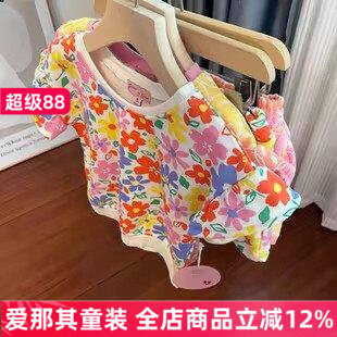 644外贸女童短袖T恤衫卫衣短裤运动裤二件套装 分开拍！