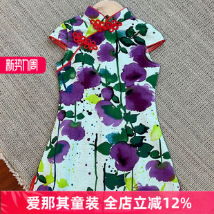 641女童短袖连衣裙夏季棉麻旗袍～盘口款式随机