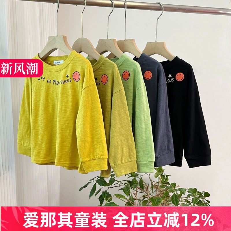 229男女童长袖T恤衫春秋上衣竹节棉打底衫100-140cm 特价！