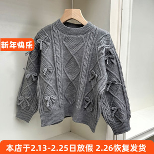 201女童长袖毛衣秋冬提花针织衫上衣110-150cm