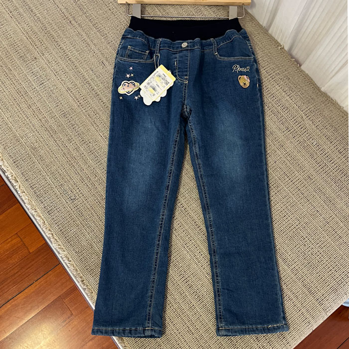 6023女童牛仔裤秋冬加绒双层保暖长裤130-150cm