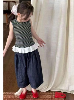 681女童背心牛仔裤二件套装夏季新款90-130cm