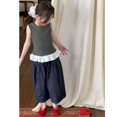 681女童背心牛仔裤二件套装夏季新款90-130cm
