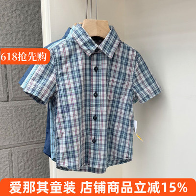 男女童短袖衬衫夏季纯棉薄款上衣