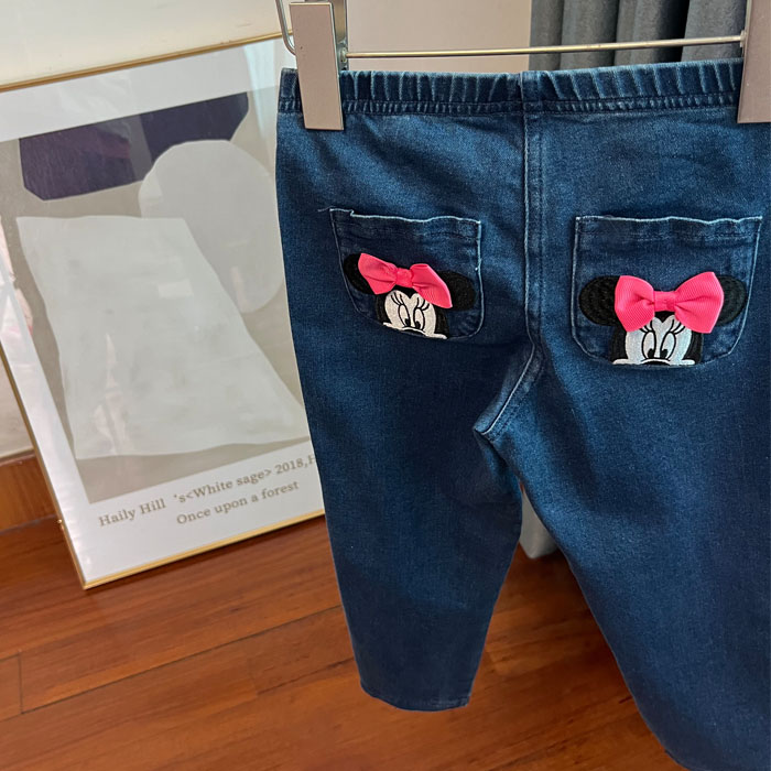 600意大利品牌女童牛仔裤春秋夏季弹力裤长裤3/4岁