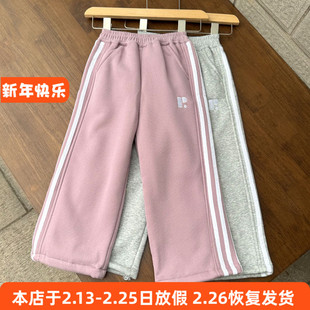 6111女童秋冬保暖裤休闲裤羊羔绒裤子120-160cm～脚边调节扣随机
