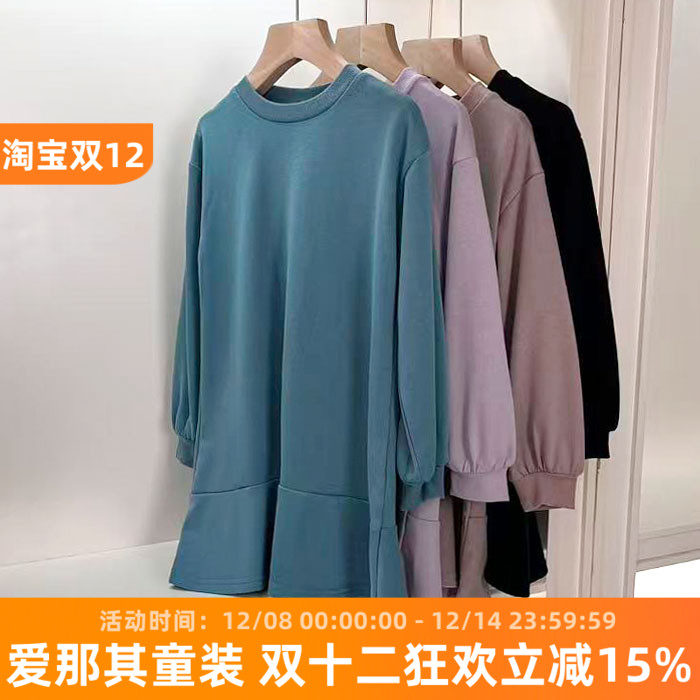 6114日单BR女童长袖连衣裙春秋毛圈休闲裙子100-150cm 特价！