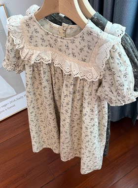 6022女童短袖连衣裙夏季薄款棉麻裙子110-150cm