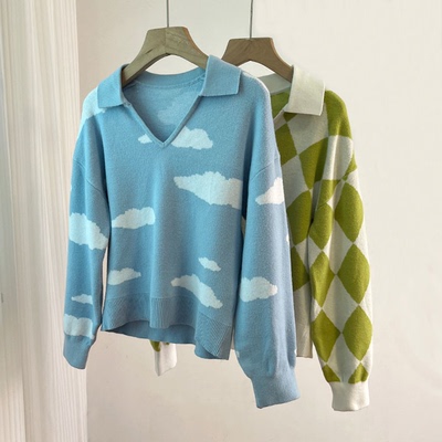 6154女童长袖针织衫秋冬毛衣上衣 大童