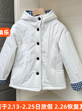 6154女童长袖连帽棉衣秋冬棉袄保暖上衣外套110-150cm