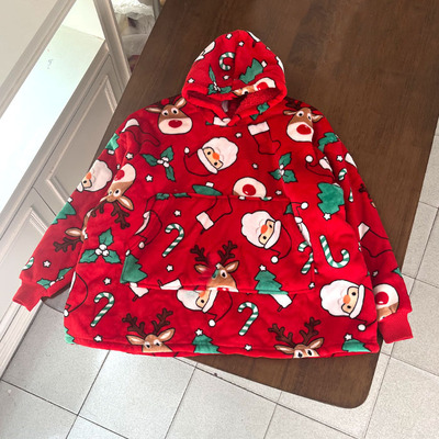 6320女童长袖家居袍冬季加厚款羊羔绒上衣