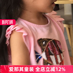 T恤衫 特价 夏季 上衣 纯棉刺绣圆领衫 654女童短袖