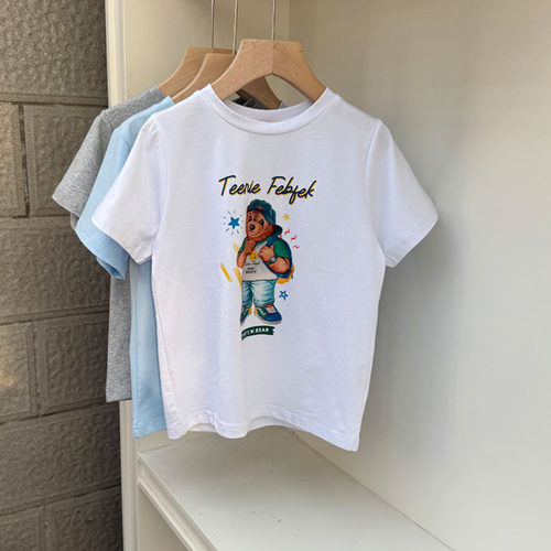 202男女童短袖T恤衫夏季棉T印花卡通上衣中大童110-160cm