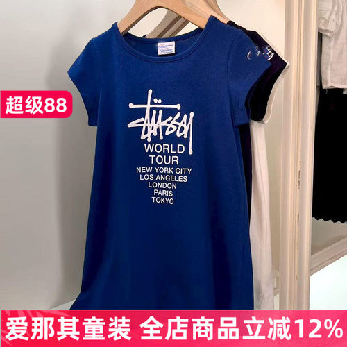 女童短袖连衣裙夏季棉布休闲裙子