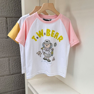 6153男女童短袖 夏季 棉T印花卡通上衣中大童120 170cm T恤衫