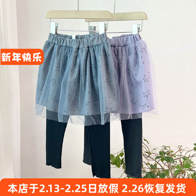 6102日单女童长裤半身裙裤假二件