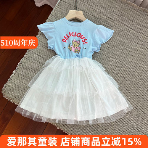 647女童短袖连衣裙夏季薄款棉内衬纱裙蛋糕裙110-150cm——偏小