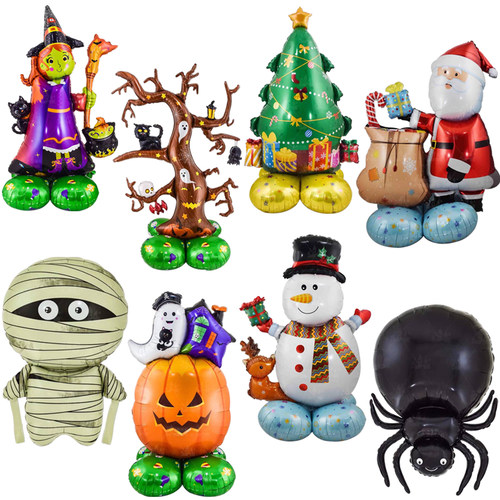 圣诞节雪人老人万圣节南瓜铝膜球