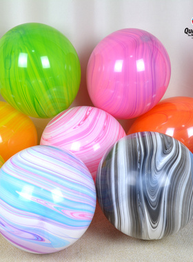 美国进口Qualatex11寸先锋彩绘印花气球进口玛瑙气球大理石纹气球