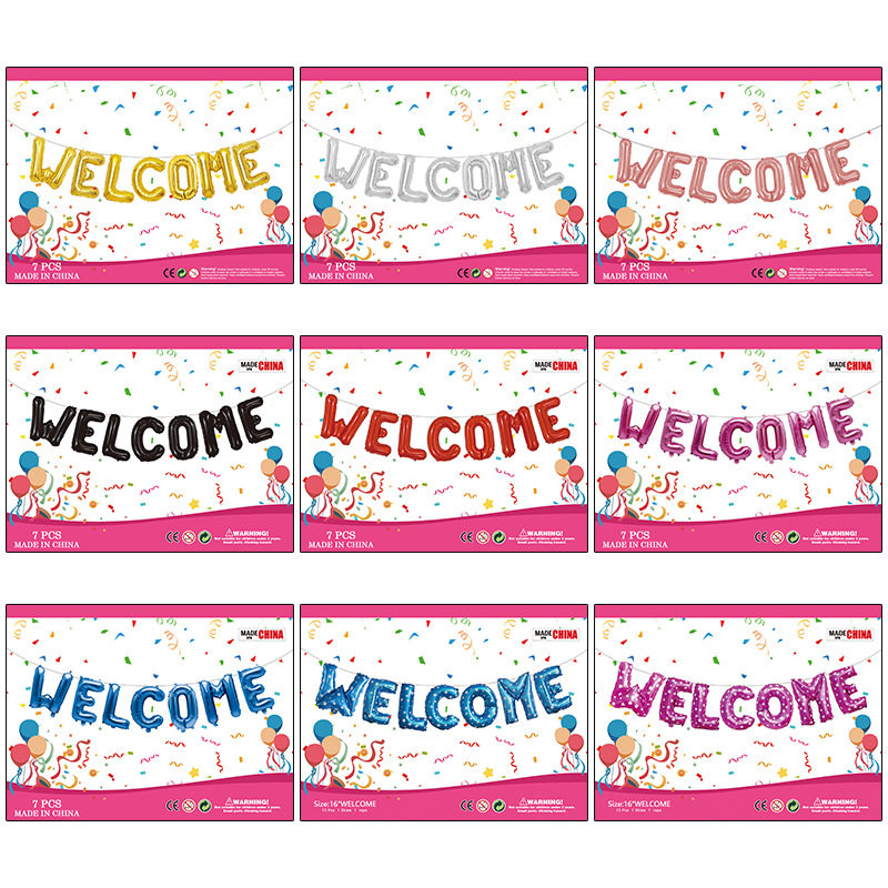 16寸英文字母welcome欢迎光临新店开张生日店庆装饰布置铝膜气球