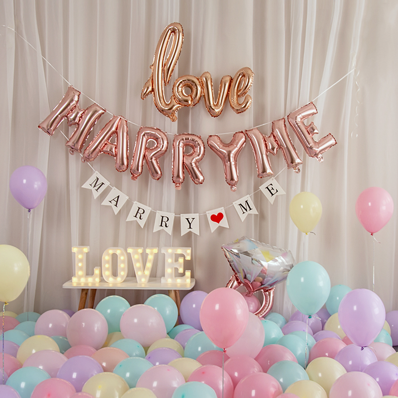 求婚表白布置气球情人告白嫁给我MARRYME字母创意婚房布置装饰