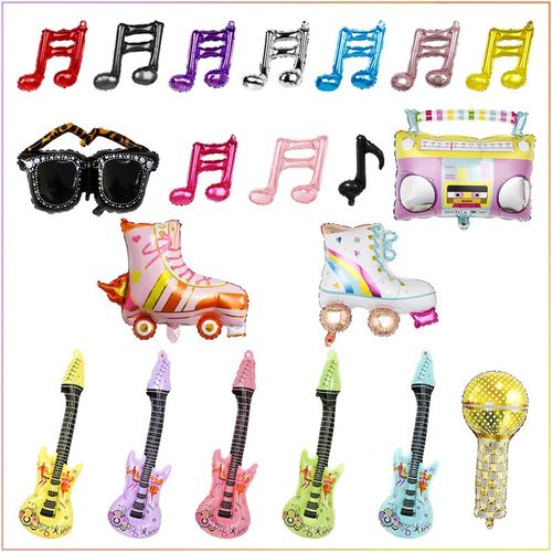 音乐吉他气球音符话筒乐器造型音乐教室主题派对装饰气球