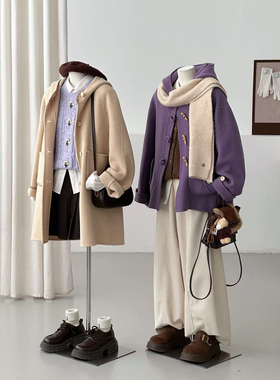 学院风连帽双面毛呢大衣女少女泰迪颗粒感减龄显瘦外套FS06/FS13