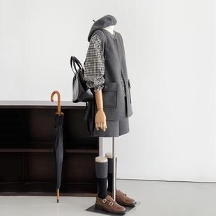 春秋冬时髦洋气外搭马甲外套女港味复古圆领百搭坎肩马甲HL128