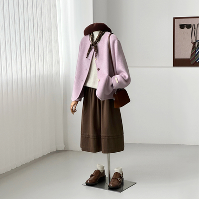 秋冬新山羊绒小个子毛呢外套