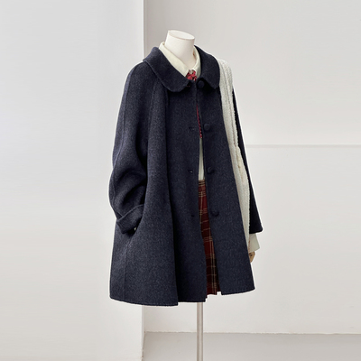 秋冬新显瘦斗篷长毛减龄少女学院风中长款羊毛呢大衣外套ZX17